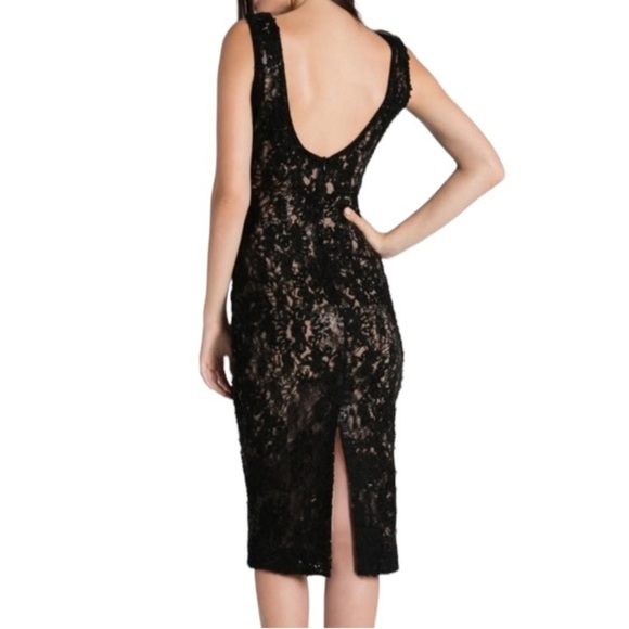 Dress the Population Carole Black Sequin and Lace Cocktail Sheath Dress Size M - Picture 2 of 13